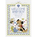 Janlynn 80-0469 Multicolor 10 x 7 Welcome Baby Boy Sampler Counted Cross Stitch Kit