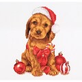 Thea Gouverneur TG730A Multicolor 12.25 x 11.75 Counted Cross Stitch Kit, Christmas Puppy On Aida