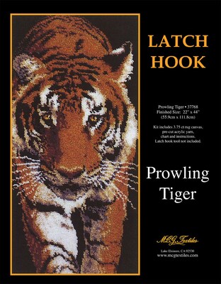 M C G Textiles 37768 Multicolor 44 x 22 Prowling Tiger Latch Hook Kit