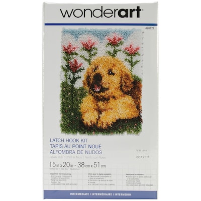 Wonderart 426121C Multicolor 20 x 15 Latch Hook Kit, Flower Pup
