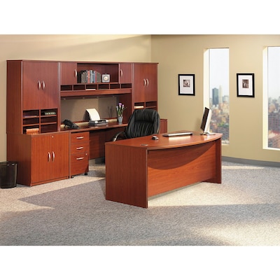 Bush Business Furniture Westfield 72"W Bow Front Desk, Mahogany (WC36746)