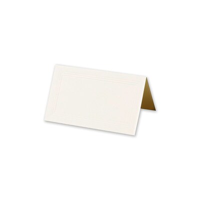 Crane & Co. Ecru Triple Debossed Place Cards, Ecru white, 2 x 4 inch, 10/Box
