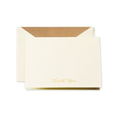 Crane & Co. Engraved Gold Script Thank You Notes, 3.81 x 5.18 inch, 10/Pack