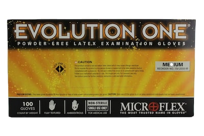 Micro flex Evolution One Latex Gloves, Medium, 100/Pack