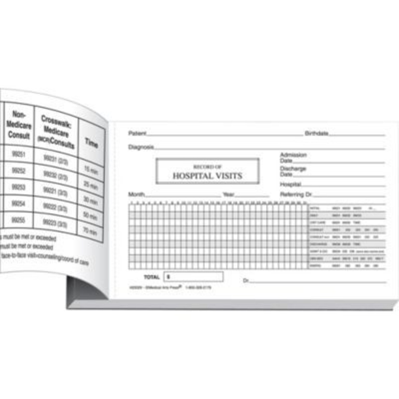 Medical Arts Press Log of Hospital Visits, Pocket-Sized, 2-Part