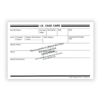 Medical Arts Press Vet Cage Card, Track Post-surgical Care or Boarding, 250/Pack (20354)