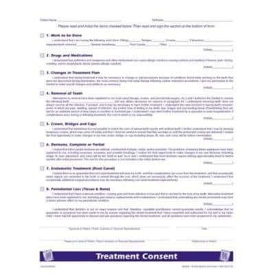 Medical Arts Press® Dental Treatment Consent Form; 1-Sided