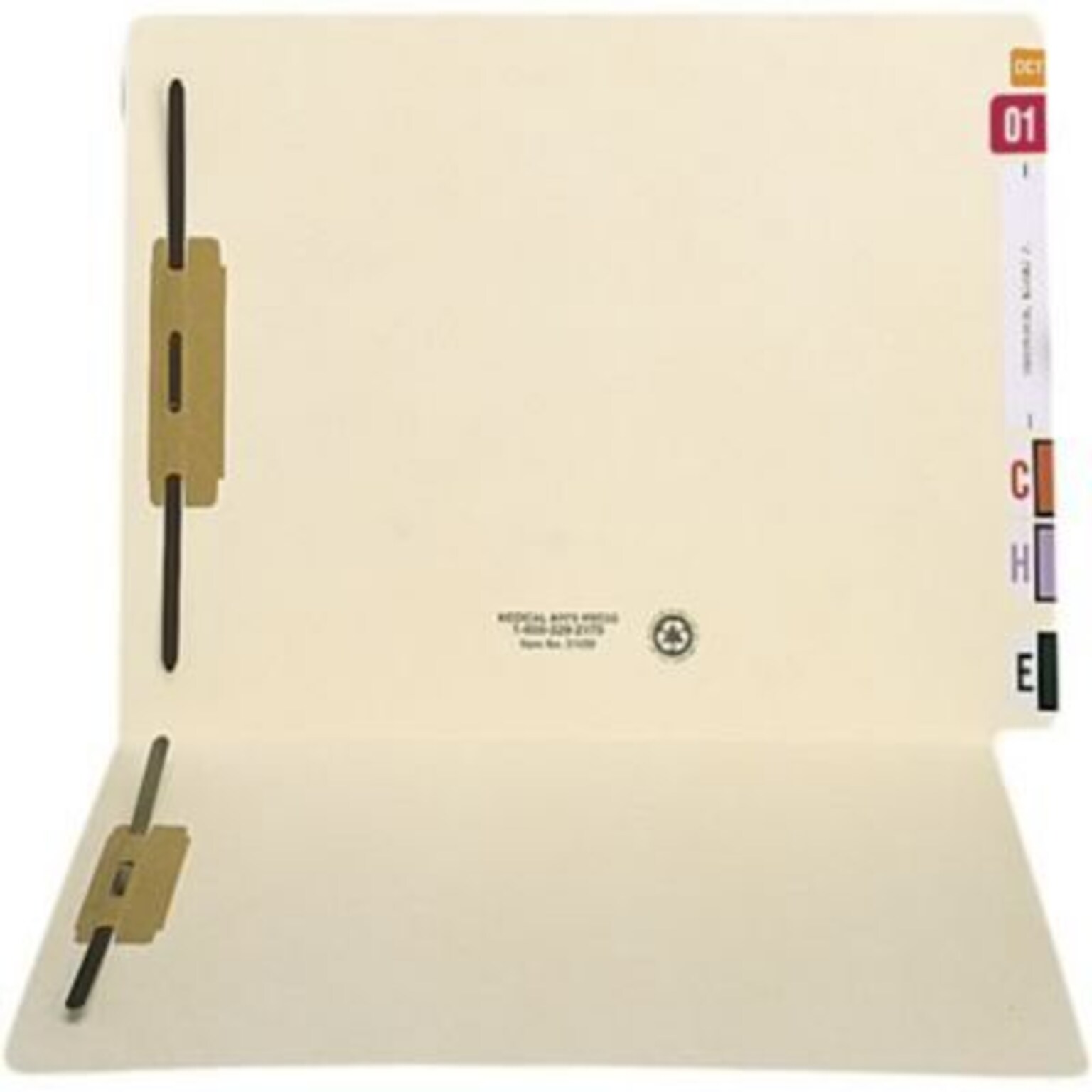 Medical Arts Press®  Extended End-Tab Folders w/2 Fasteners, Tab Position 1&3, 11 Pt.