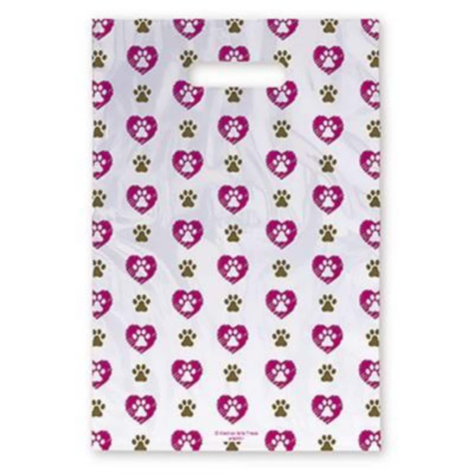Medical Arts Press® Veterinary Scatter Print Bags,11x15,  Paw Prints and Hearts