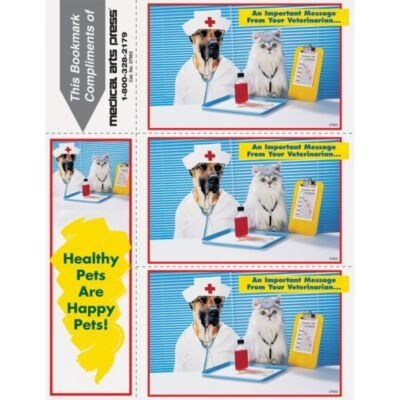 Humorous 3-Up Laser Postcards with Bookmark, Doctor Cat, Nurse Dog, 150 Postcards/Pack