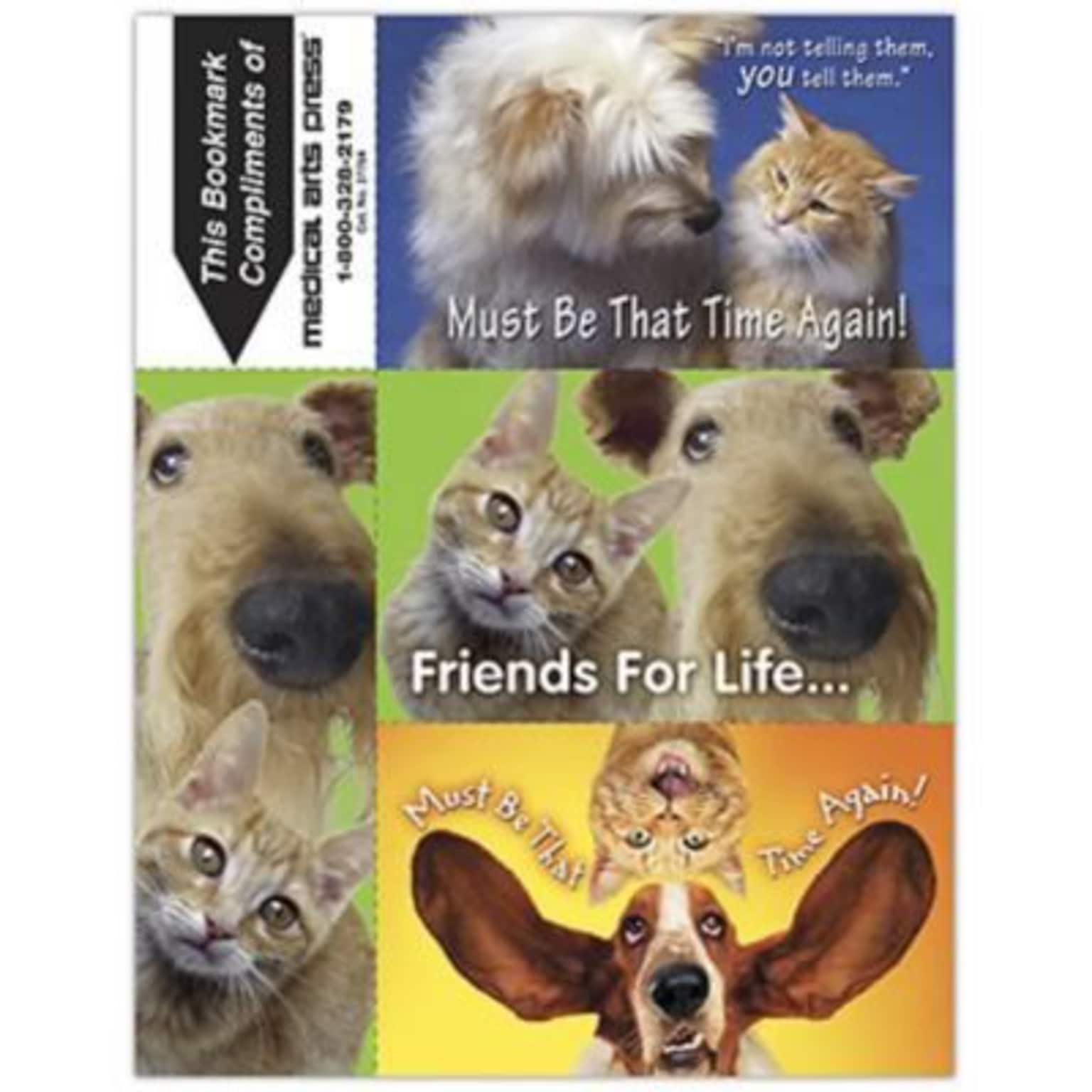 Humorous 3-Up Laser Postcards with Bookmark, Cats/Dogs You Tell Them, 150 Postcards/Pack