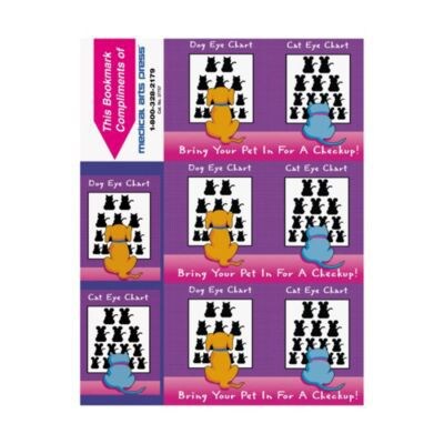 Humorous 3-Up Laser Postcards with Bookmark, Dog/Cat Eye Chart