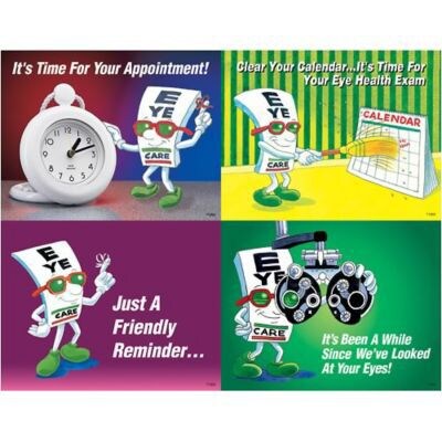 Eye Guy® Assorted Laser Postcards, Time for Appointment, 100/Pk