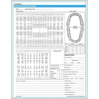 Medical Arts Press Dental Initial Exam Chart; Rainbow FormFamily (10007)