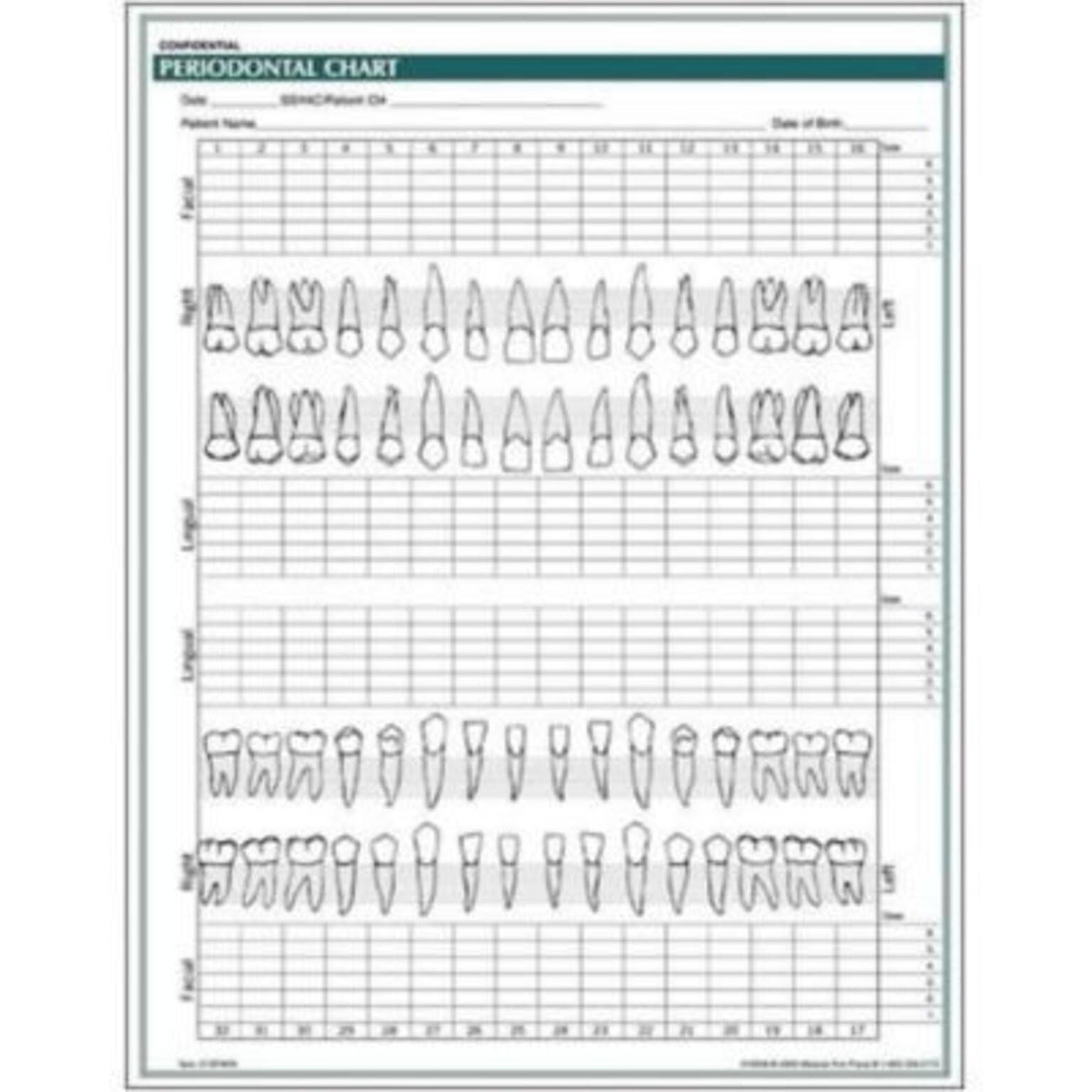 Medical Arts Press Periodontal Chart; Rainbow FormFamily (10008)