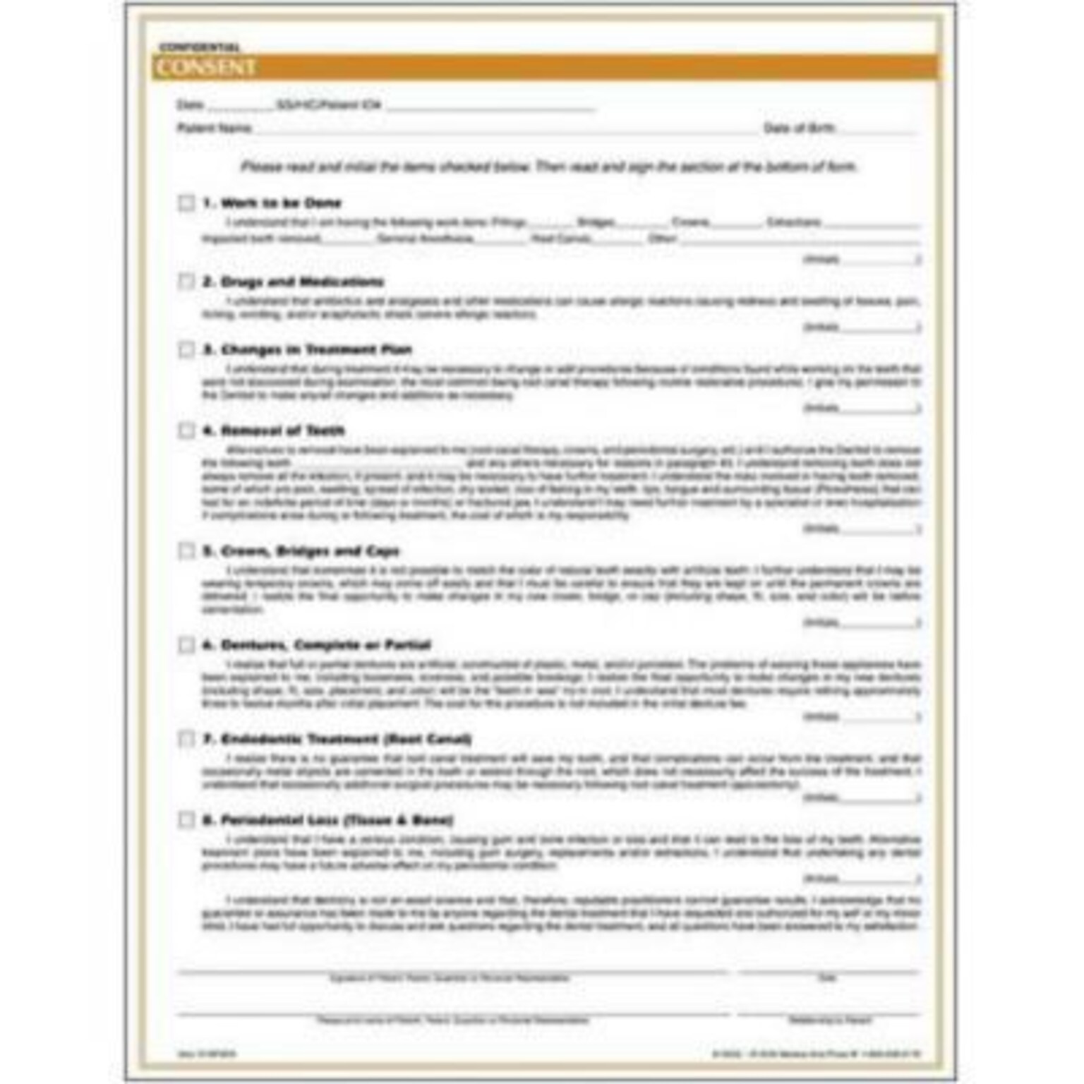 Medical Arts Press Dental Consent Form; Rainbow FormFamily (10039)