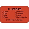 Allergy Warning Medical Labels, Allergies, 0.875 x 1.5 inch, 500 Labels