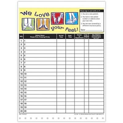 Medical Arts Press® Designer Privacy Sign-In Sheets; Love Your Feet