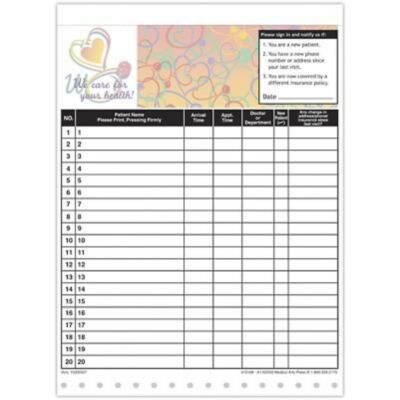 Medical Arts Press 2-parts Designer Privacy Sign-In Sheets Healthy Heart, HIPPAA Compliant 125/Pack (15168)