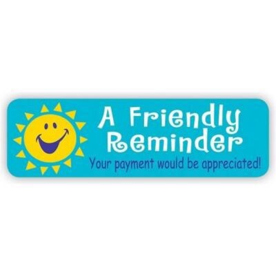 Soft Collection Pre-Printed Labels, Friendly Reminder, 0.75 x 2.5 inch, 300 Labels