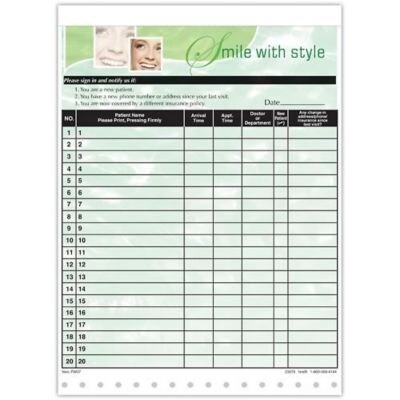 Medical Arts Press® Designer Privacy Sign-In Sheets, Dental, Smile with Style