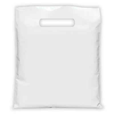 Blank White Die Cut Handle Supply Bags, 2ml, 11x15, 100/Pk