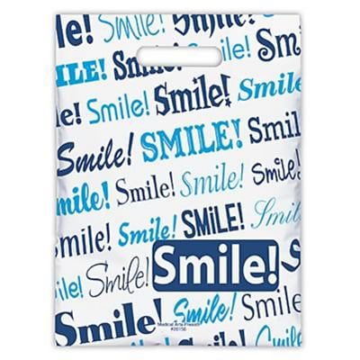 Medical Arts Press® Dental Scatter Print Bags; 7-1/2x10, Blue Smile, 100 Bags, (26156)
