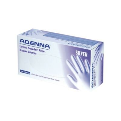 Adenna® Silver Latex Powder-Free Exam Gloves, White, Small, 100/Box