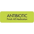 Medication Instruction Labels, Antibiotic, Chartreuse, 1.5 x 0.5 inch, 500 Labels
