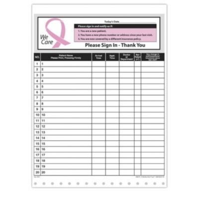 Medical Arts Press® Privacy Sign-In Sheets, Pink Ribbon