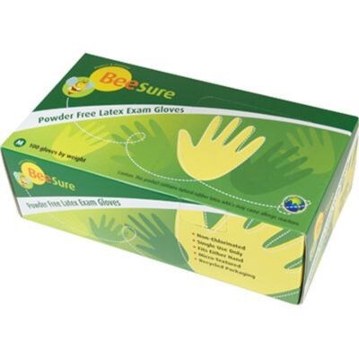 BeeSure Powder Free White Latex Gloves, Medium, 100/Box (PBSL205817)