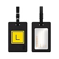 Centon OTM Monogram Leather Bag Tag, Inversed, Black, Electric L