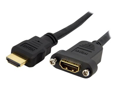 Startech® 3 Standard Female/Male HDMI Cable For Panel Mount, Black34