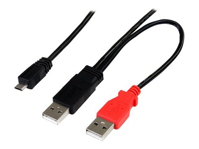 StarTech® 3 USB Y Cable For External Hard Drive; Black