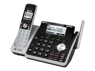 AT&T TL88102 2 Line Cordless Answering System, Silver/Black