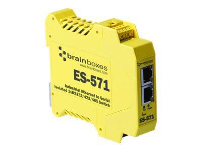 Brainboxes 1 Ports Isolated Industrial Ethernet to Serial + Switch Device Server