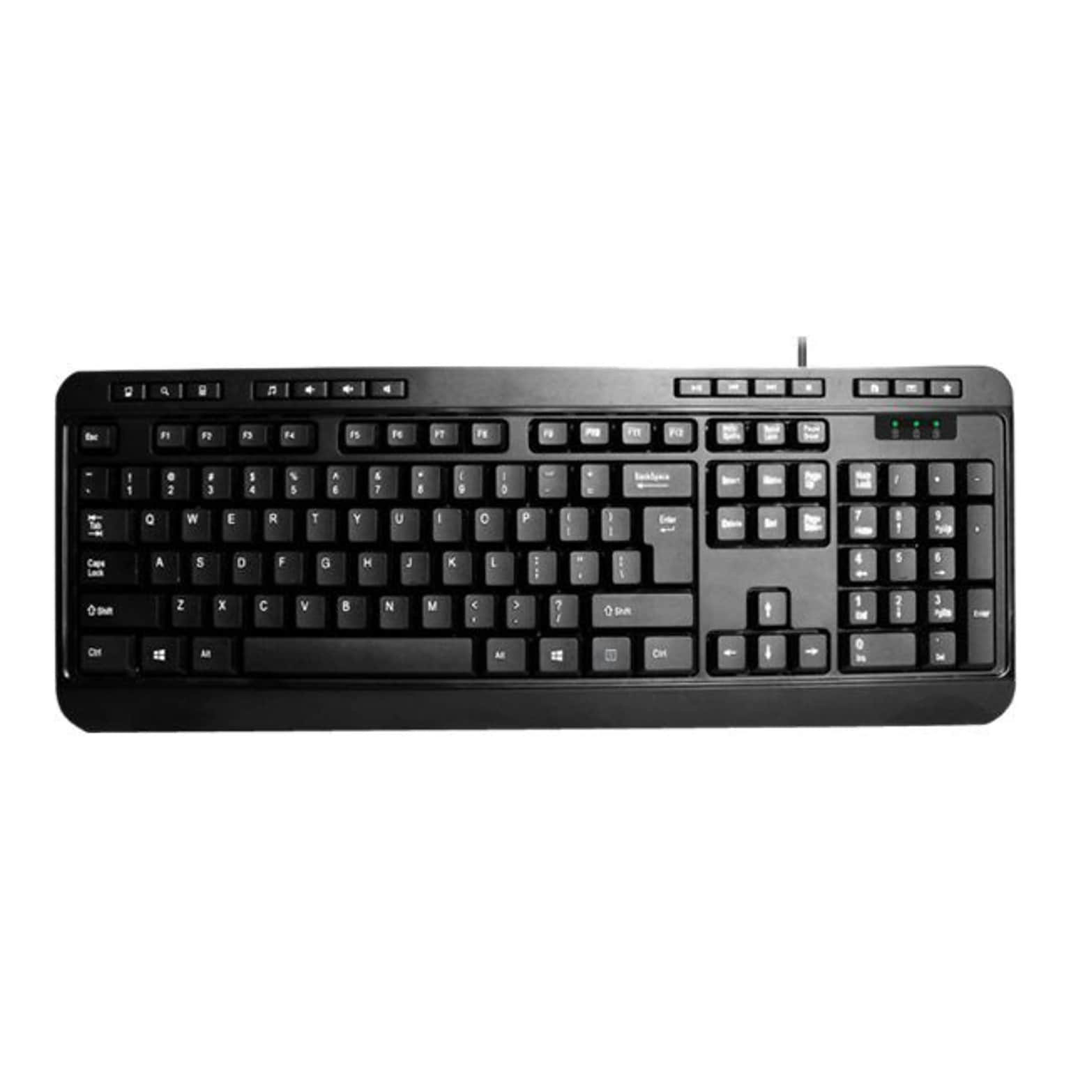 Adesso Multimedia Desktop Wired Gaming Keyboard, Black (AKB-132PB)