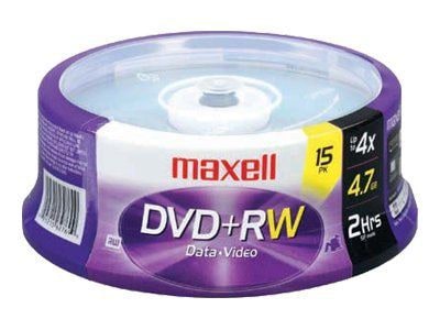Maxell® 634046 4.7GB 4x DVD Rewritable Media; 15/Pack