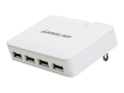 Iogear® GearPower QuadSmart 4.2A USB Wall Charger; White
