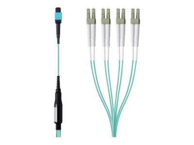 Belkin F2CF005-3M 10 MTP/LC Male/Male OM3 50/125 Duplex Multimode Fiber Optic Cable, Aqua