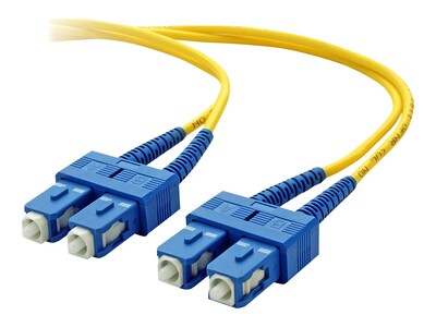 Belkin F2F202L7-05M 5m SC/SC Male/Male 8.3/125 OS1 Duplex Singlemode Fiber Optic Cable, Yellow
