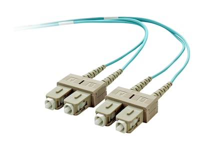 Belkin® 9.84 SC Male To SC Male 10 Gig 62.5/125 Multimode Duplex Fiber Optic Cable, Aqua