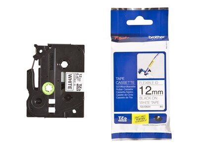 Brother® TZeFX231 0.47 Flexible ID Label Tape; Black On White