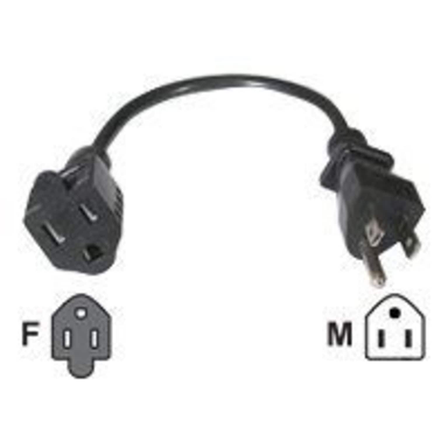 C2G® 15 NEMA 5-15P to NEMA 5-15R Outlet Saver Power Extension Cord, Black