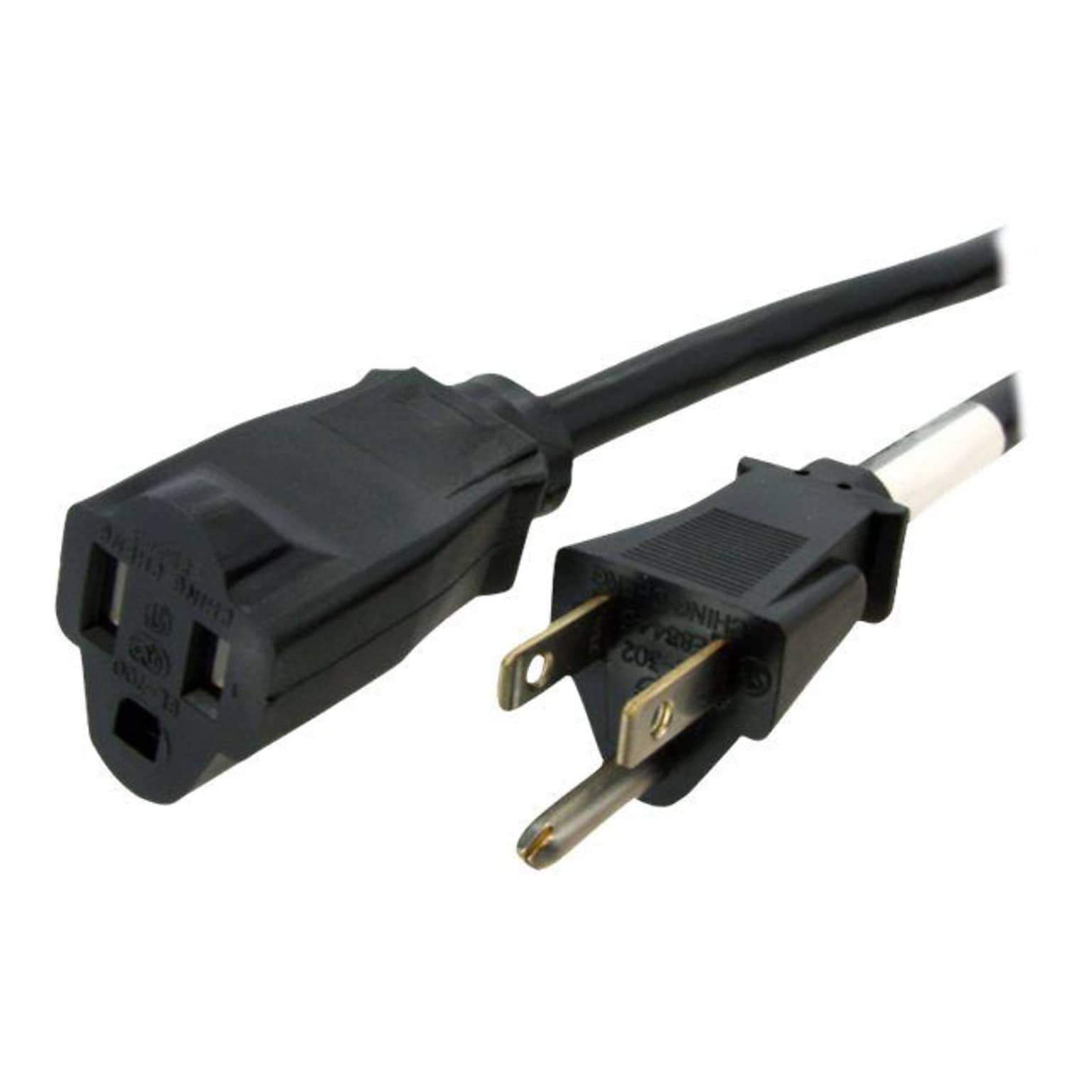 StarTech® 10 NEMA 5-15R to NEMA 5-15P Power Extension Cord; Black