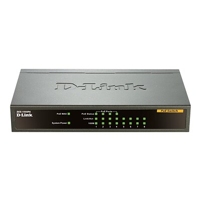 D-Link® DES-1008PA 8-Port PoE UnManaged Fast Ethernet Switch