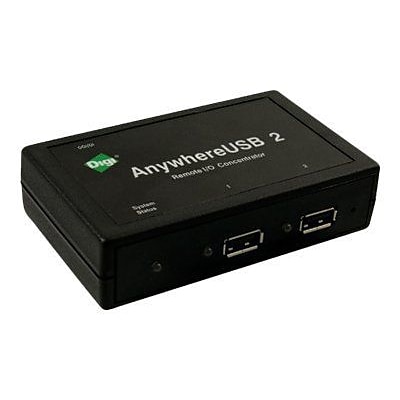 Digi® Anywhere USB/2 2-Port USB Over IP Hub; Black