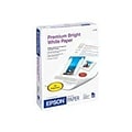 Epson® Premium Photo Paper; 8 1/2 x 11, Bright White/Ultra Smooth, 500 Sheets