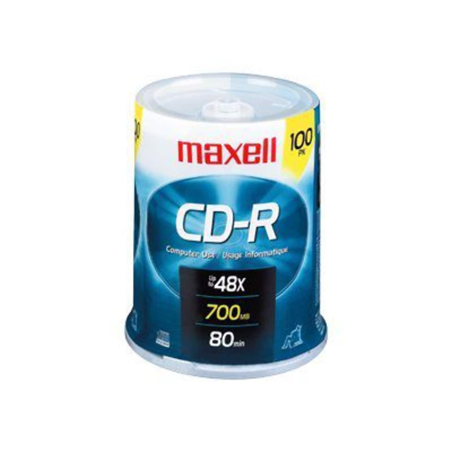 Maxell® 648200 700MB 48x Silver CD Recordable Media; 100/Pack