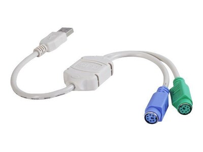 C2G® 1 Type A Male USB To Dual PS/2 Female Keyboard/Mouse Adapter Cable; Beige